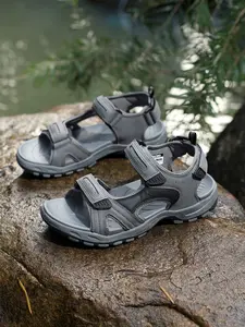Men's Large Size Sport Sandals, Summer Casual Beach Shoes, Fashionable Men's Velcro Slippers, Durable Design, Comfortable Stylish Footwear, Hiking Sandals, Outdoor Sports Sandals