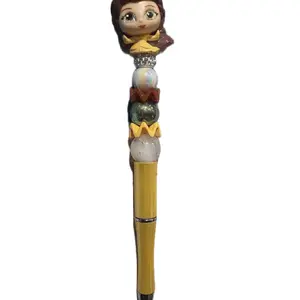 Doorable Beaded Pens with Unique Doll Design and Sparkling Beads for Creative Writing
