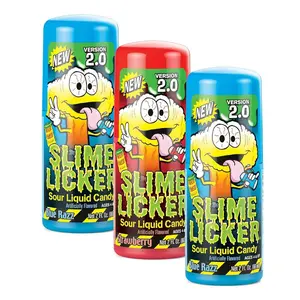 Slime Licker 2.0 - Sour Liquid Candy - Flavors: 1 Strawberry & 2 Blue Razz - 2 oz. Bottles - 3-Pack