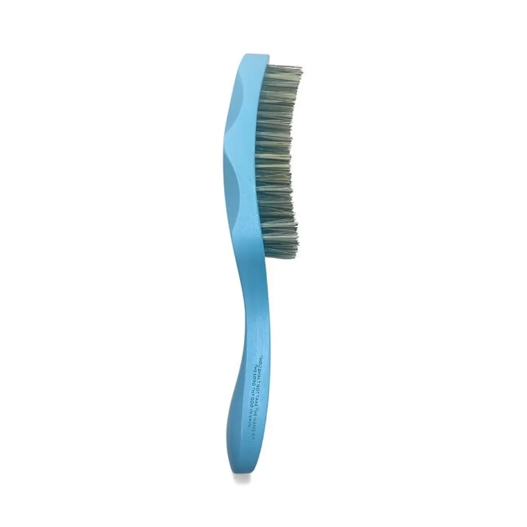 JIGGSAWMILLIONS Mixed Bristle Hard Wave Brush for Men, Hard Bristles for Thick Coarse Hair, Wave Styles - Blue Tribal Wave - Hard Mixed Tone Bristles