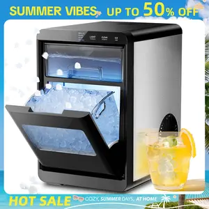 Antarctic Star Nugget Ice Maker, 10-15min quick make, 45Lbs/Day, Clear Visual double door, Self-Cleaning,24HTimer, Enhanced Insulation for various beverages/Fresh/Direct consumption,for Home/Office/Bar/Party Icemakermachine