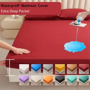 Waterproof Mattress Cover, 1 Set Soft Comfortable Breathable Mattress Protector, Bedding Supplies for Bedroom, Guest Room, Apartment, School, Extra Deep Pocket