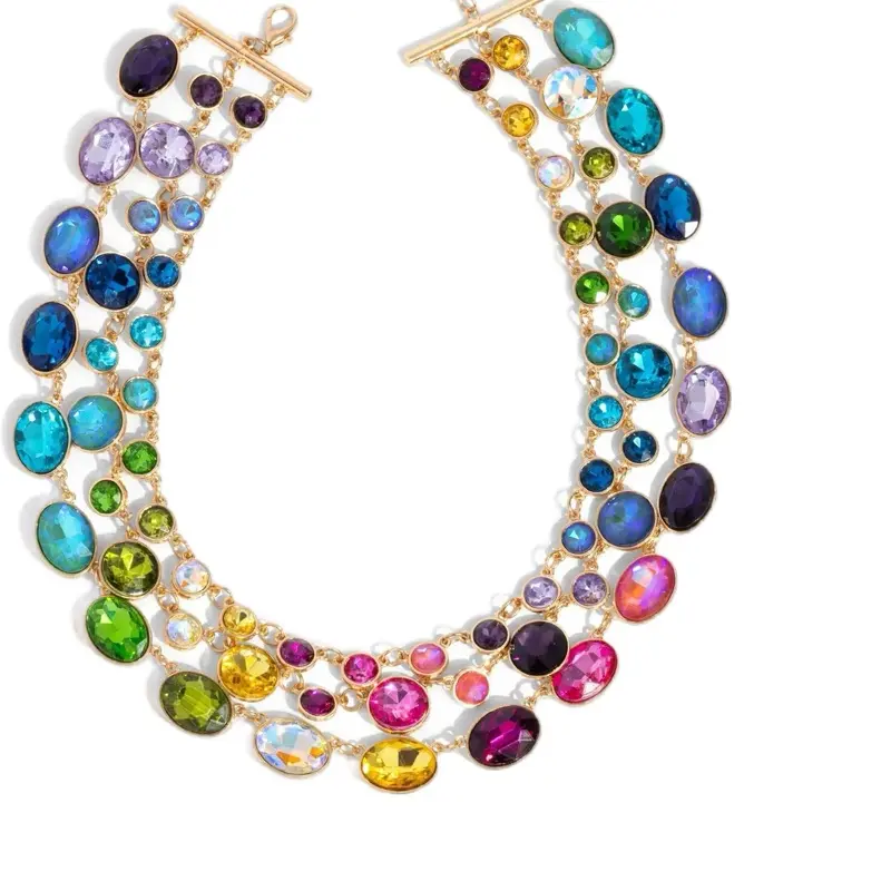 Paparazzi Zi Collection Necklace with Colorful Faceted Gems in Round & Oval Cuts Adjustable Clasp Closure Includes Matching Earrings
