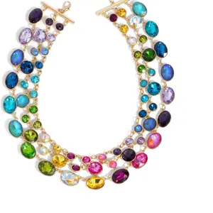 Paparazzi Zi Collection Necklace with Colorful Faceted Gems in Round & Oval Cuts Adjustable Clasp Closure Includes Matching Earrings