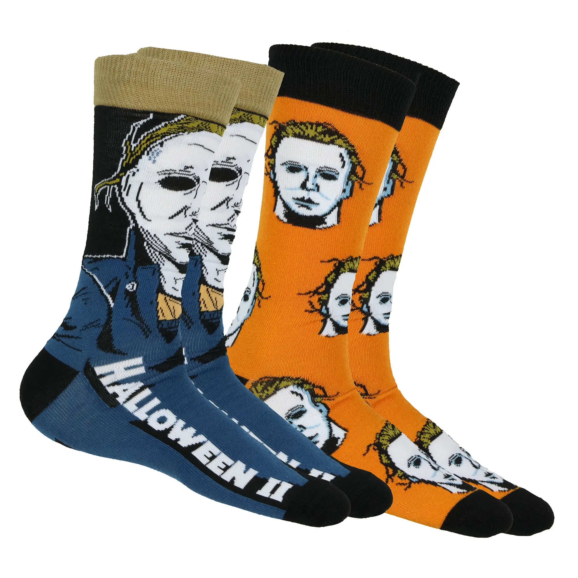Halloween II Socks Men's Michael Myers 2-Pair Adult Horror Novelty Mid-Calf Crew Socks (Fits Shoe Size 6-12)