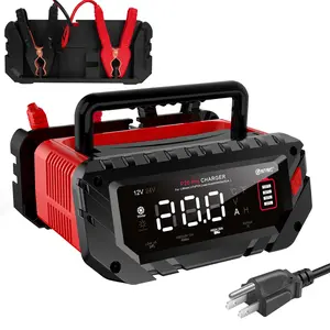 Portable 20 Amp Battery Charger, 12V/24V Fully-Automatic Smart Car Battery Charger, Visualized A large LCD Display,Lithium,Lifepo4 Float Charger, Trickle Charger, Maintainer/Pulse Repair Charger For Car, Boat, Motorcycle, Lawn Mower