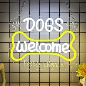 Welcome Sign LED Puppy Neon Sign, Neon Light Sign, USB Wall Hanging Pet Shop Open Welcome Neon Sign, Birthday Gift for dog lovers, Suitable for Home Pet Rooms, Pet Centers, Kennels, and Dog-themed Parties