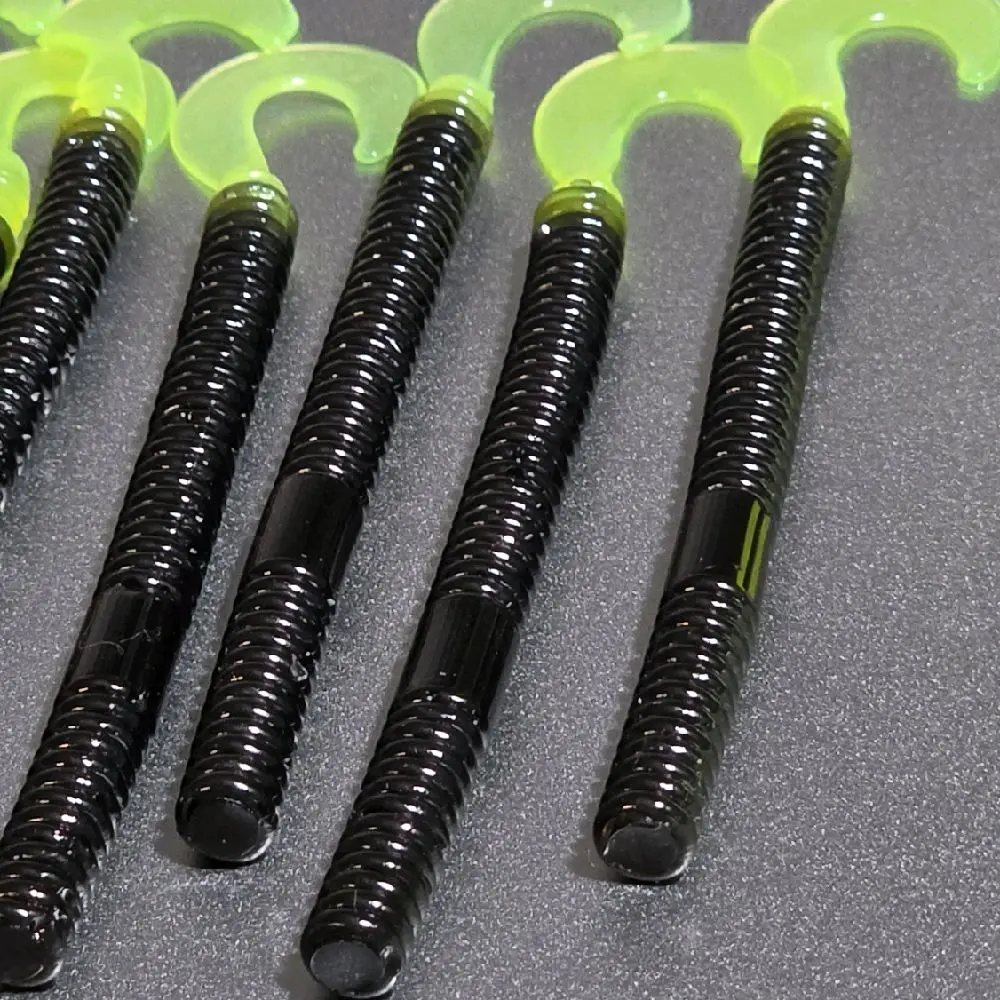 Black / Chartreuse Glow Tail Finesse Worm – 4.5” (12 count)