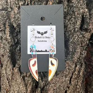 Ghost Face Killer Knife Earrings