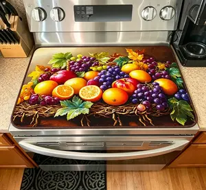 1pc, 2D/Flat Fruit Basket Stove Cover Mat, Non-Slip, Heat-Resistant Synthetic Protector for Electric Glass Stovetops, Scratch-Resistant, Multipurpose for Flat Top Ovens, Washers, Dryers, Mouse Pads, Kitchen Decor
