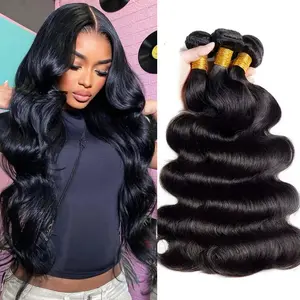 Ssawhair Body Wave Bundles Human Hair 12-20 Inch 100% Unprocessed Brazilian Hair 12A Grade Human Hair Body Wave Hair Extensions For Women Natural Black