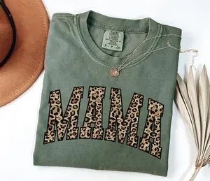Comfort Colors Leopard Print Mama Shirt Gift for Mom, Retro Mom Graphic Tees, Mother's Day Gift, Vintage Cheetah Mama Tshirt, Varsity New Mom Outfit