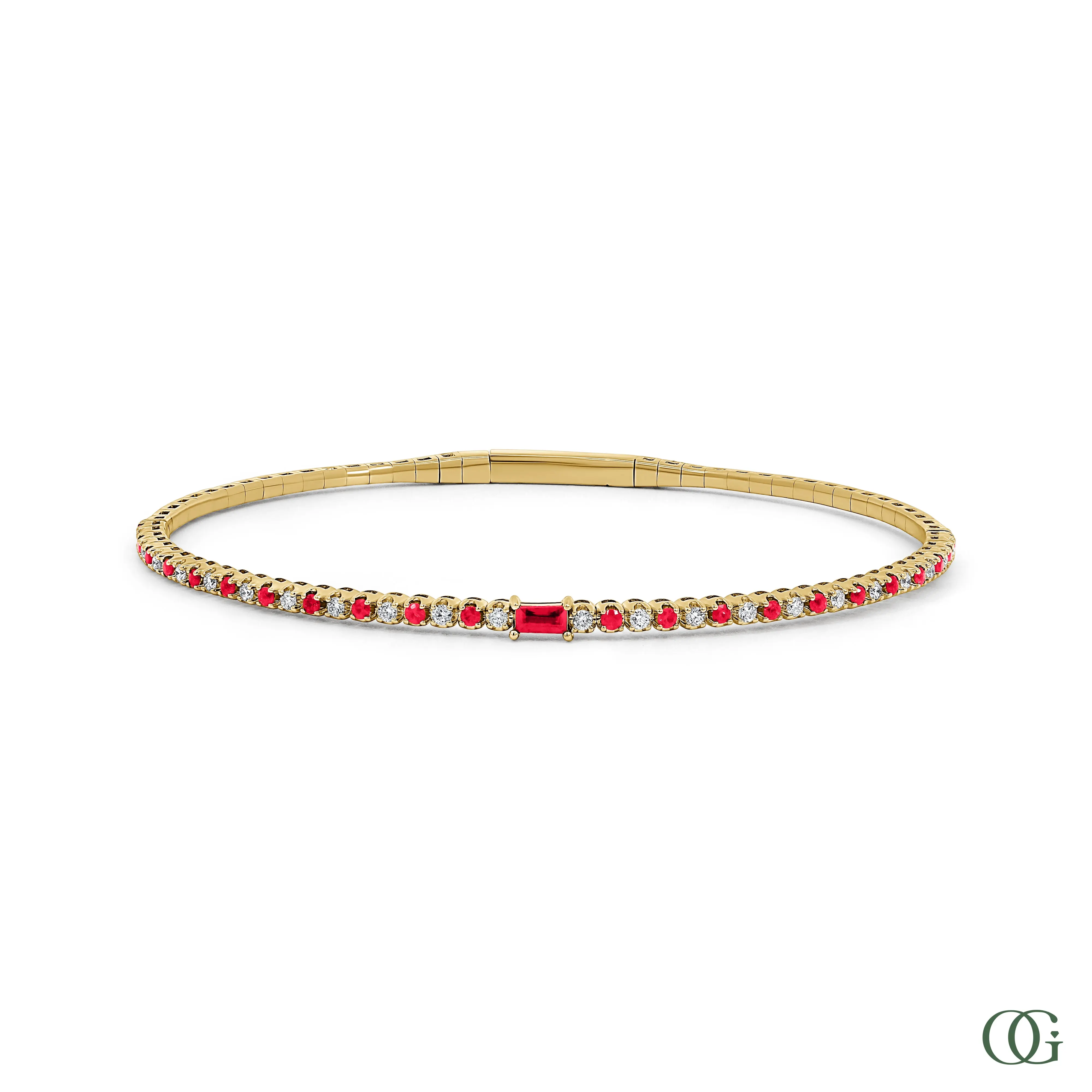 Dainty Ruby & Diamond Bangle 0.6 CTW