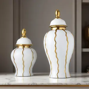 Ceramic Vase with Edge, Elegant Decorative Flower Pot, Lid Included, Water Fillable, Perfect for Home & Office