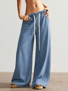 Women's Bohemian Style Casual Knit Pants, Loose Fit, Wide Leg Design, Perfect for Daily Wear, Comfortable and Stylish