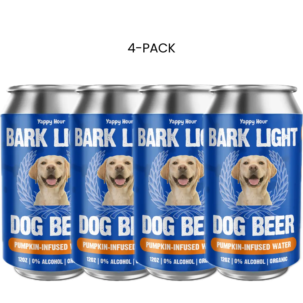 Bark Light Dog Beer | Organic Pumpkin-Infused Water, 4x12oz Cans, Non-Alcoholic Dog Beverage by Yappy Hour Drink