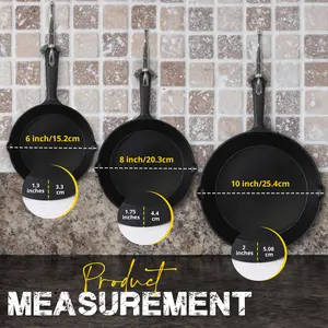 3-Piece Black Cast Iron Skillet Set – Pre-Seasoned Frying Pans (6" , 8" , 10") – Oven, Stove, Grill, Campfire Safe – Easy to UseVelvet Bloom15AA.RogueSociety20