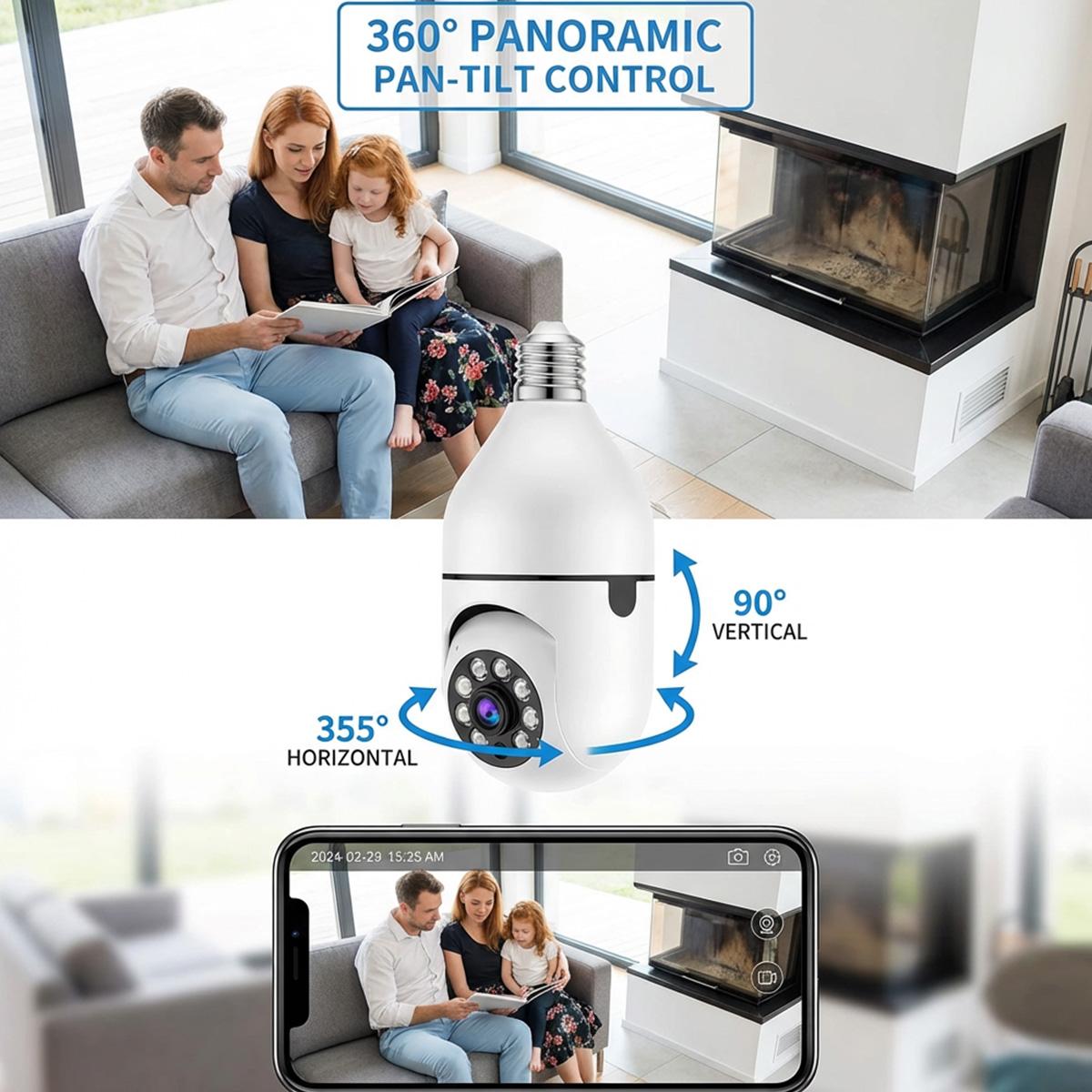 Ivyiot 4PCS 2K Light Bulb Camera Wireless Home Supermarket Security Monitor with Remote Connection and Easy Installation 360 View for Store Managers Home Safety