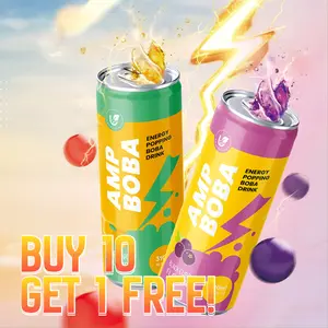 [Buy 10 Get 1 FREE] AMP Boba Energy Popping Drink (11-Case Bundle) - Mix & Match Orange/Black Currant