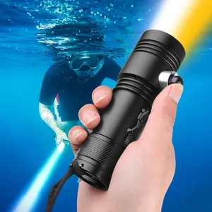 Portable Diving Flashlight, 6000K/3000K Dual Light Source Diving Flashlight, Rechargeable Long Endurance Diving Torch, Suitable for Turbid and Clear Waters