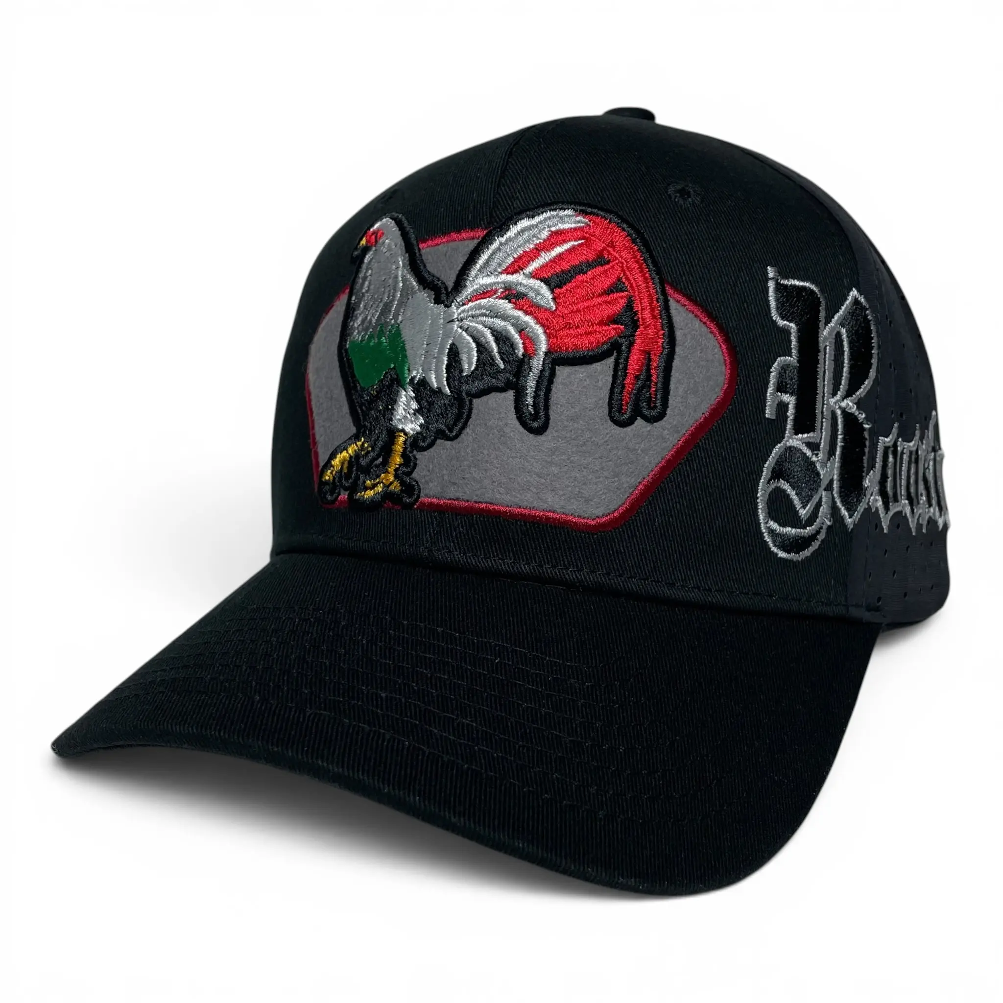 Mexico Gallo Mexican Rooster Embroidered Western Style Snapback Cap, Black