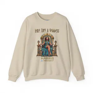 Kamala Harris "Rule Like a Goddess" Egyptian Queen Sweatshirt - Bold Political Leadership Sweatshirt - Available in Multiple Colors Classic Cotton