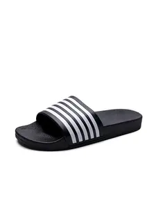 Men's Striped Thick Sole Slippers, Slide, Casual Patchwork Design, Anti-Slip Texture, Soft Elastic Bottom, Comfortable for Daily Use, Non Slip Slippers