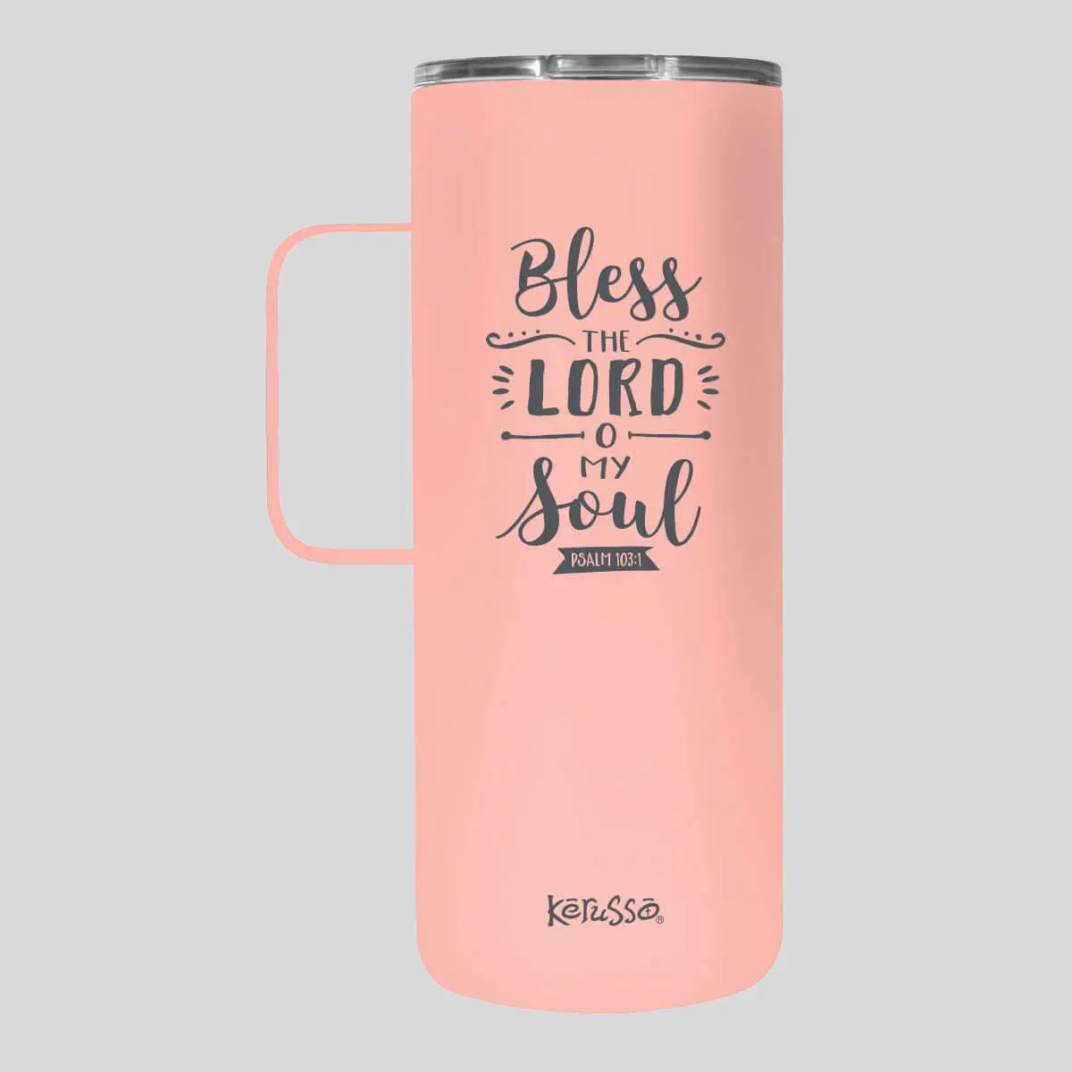 Kerusso 22 oz Stainless Steel Vacuum Flask Mug, Coffee Tumbler with Convenient Handle & Lid, Hand Wash Only, Bless The Lord