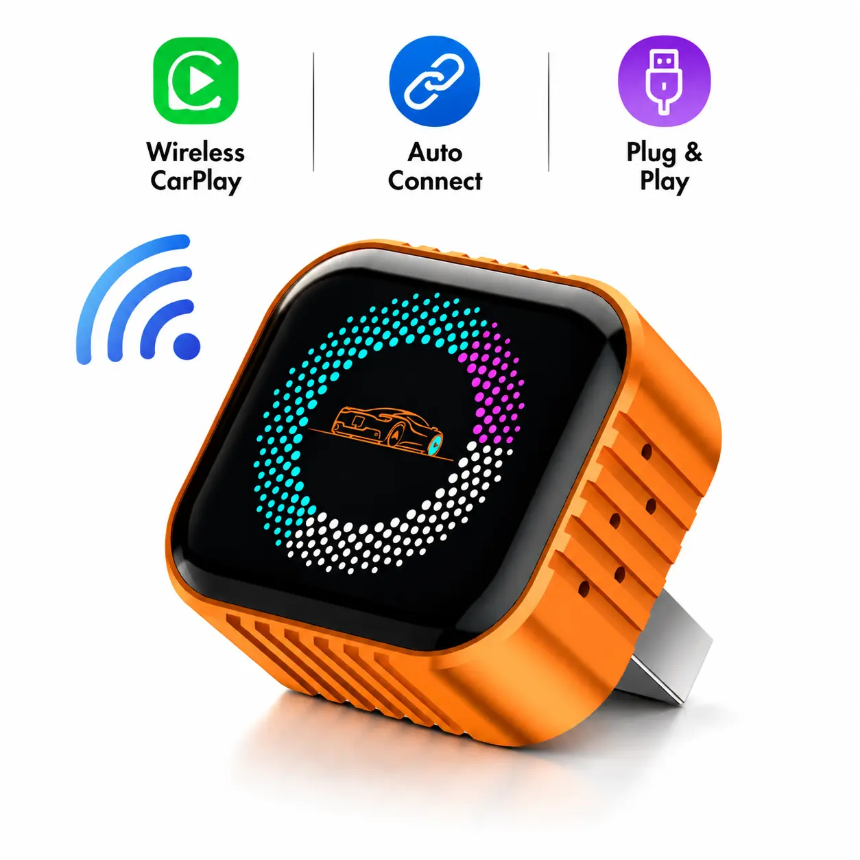 Wireless CarPlay Adapter for iPhone, Mini Plug & Play USB CarPlay Converter with Auto Connect, Turn Wired CarPlay Into Wireless, Easy Car Upgrade for Daily Commute & Road Trips