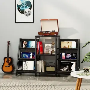 Record Player Stand with Vinyl Storage, Record Player Table with Vinyl Record Storage Up to 280 Albums, Turnta ble Stand with Record Holder Display Shelf, Record Cabinet for Media Stereo Audio Organiser Racks Brown