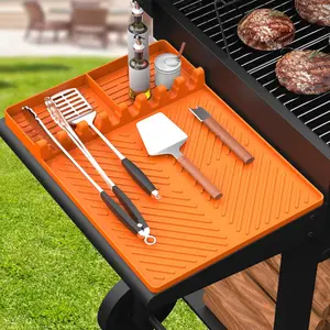 Griddle Tools Mat for  Griddle Accessories Side Shelf Mat Grill Pad for Outdoor Grill Kitchen Counter Spatula  Mat with Drip Pad (Orange)XXAllDayGoods7