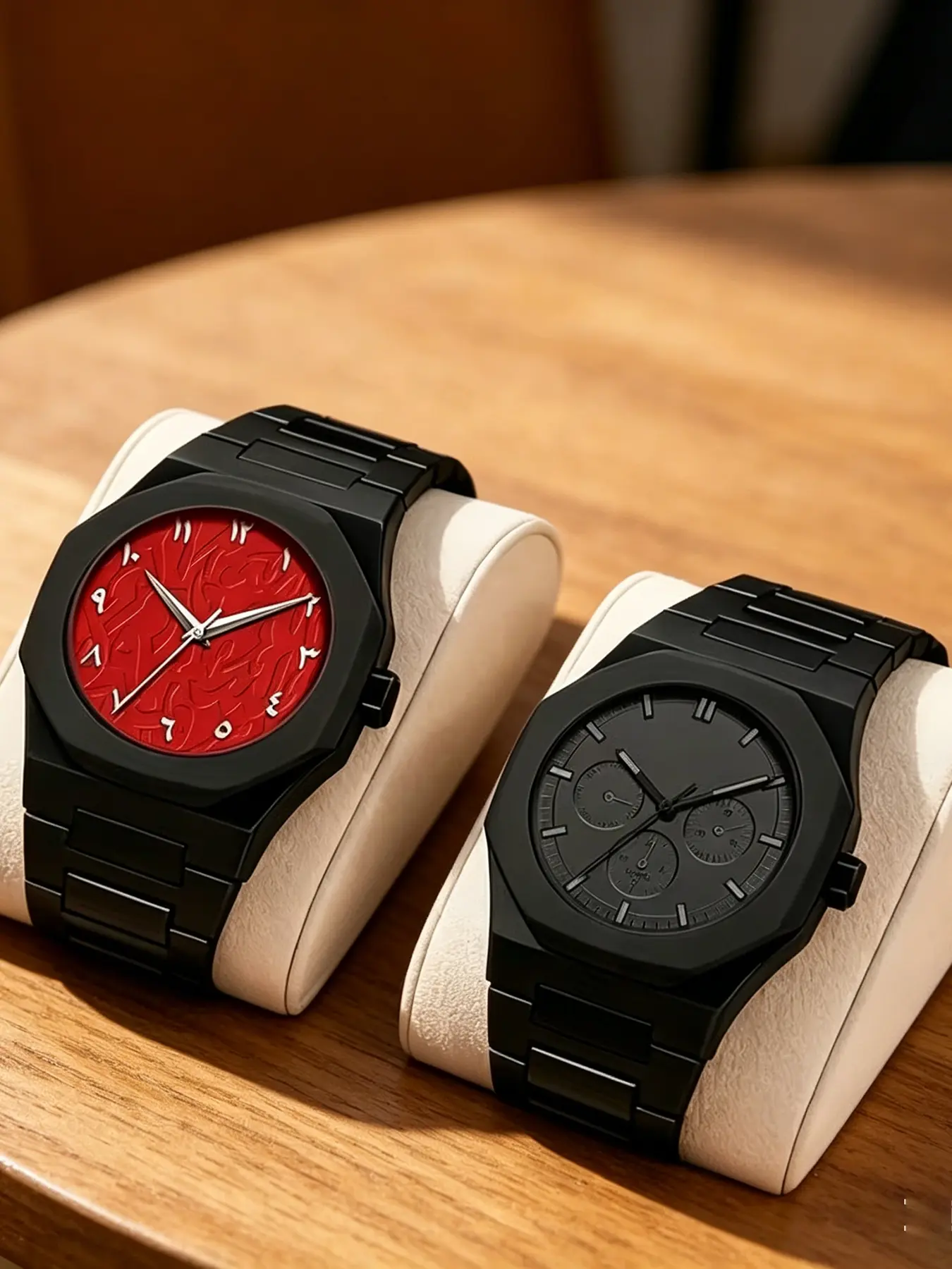2-piece set/3-piece set, men's and women's watch, Casual wristwatch, Analog Quartz, modern black quartz watch with adjustable strap, perfect for daily casual and formal wear, birthday, graduation ceremony, couple's gift, Versatile Wristwatch Set