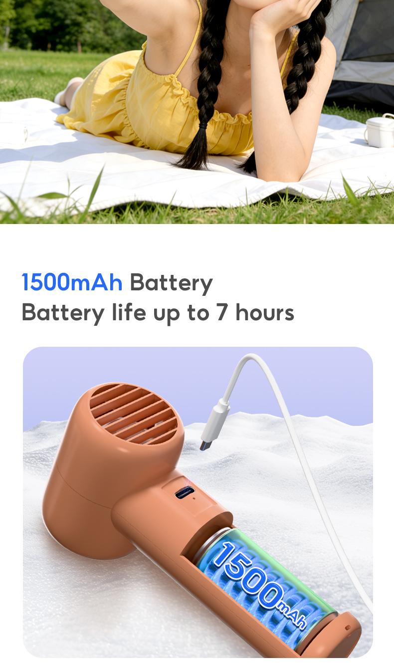 Yodevoe Mini portable handheld fan, rechargeable 3000mAh battery, 100 fan speeds, USB powered, suitable for travel, office, and personal use - Protective