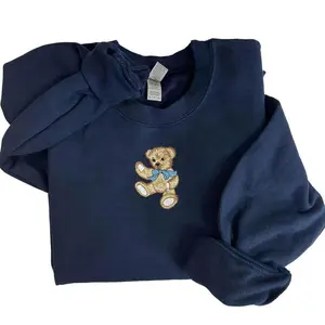 Embroidered Vintage Cottagecore Bear Sweatshirt christmas sweatshirt trendy Hoodie crewneck