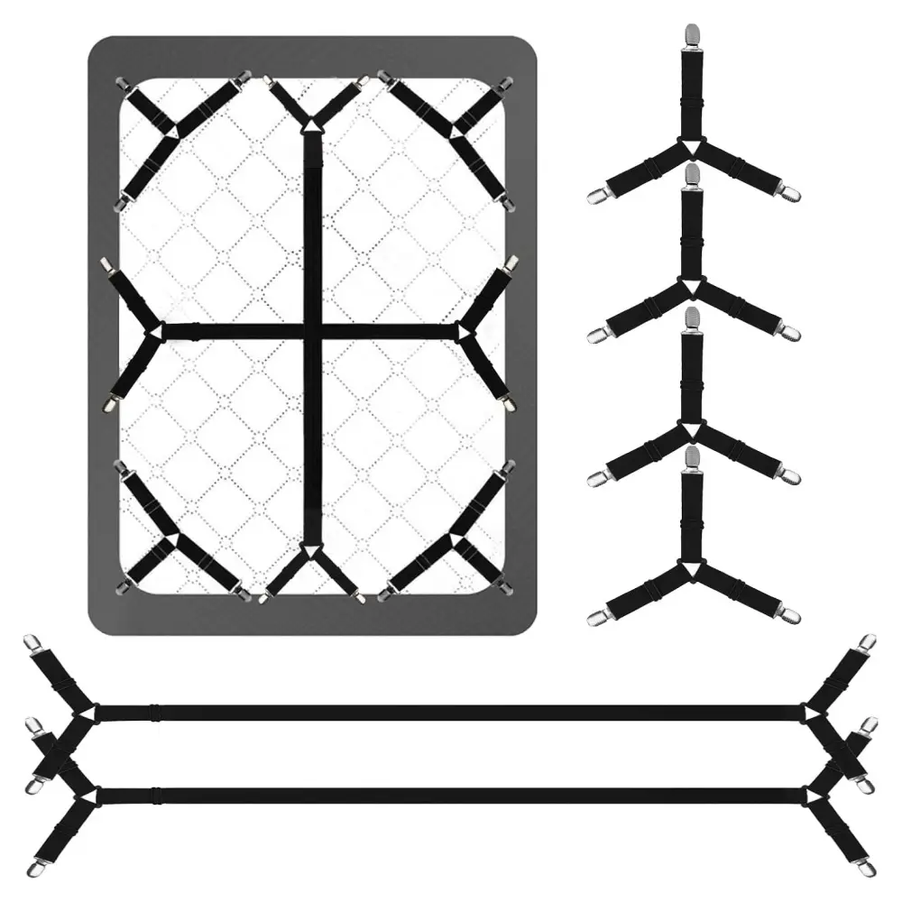 6 PCS Adjustable Sheet Clips Elastic Fasteners Holders for Corners, Secure and Fitted Sheet Straps for Full Size Bed, Enhance Your Sleeping Experience