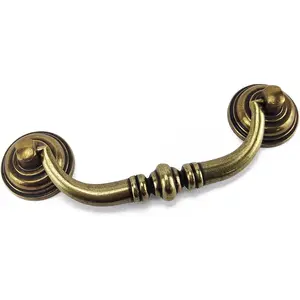PCS Antique Brass Metal Drop Bail Pulls, /" Center to Center, Vintage Shabby Chic Drawer Handles for Dressers, Cupboards, Wardrobes, and Kitchen Cabinets