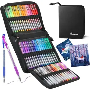 Glitter Gel Pens for Adult Coloring Books, 96 Artist Gel Pens Marker 48 Colored with 50% More Ink for Adults Drawing Note Taking Crafts Scrapbooks Journaling Doodling Diary