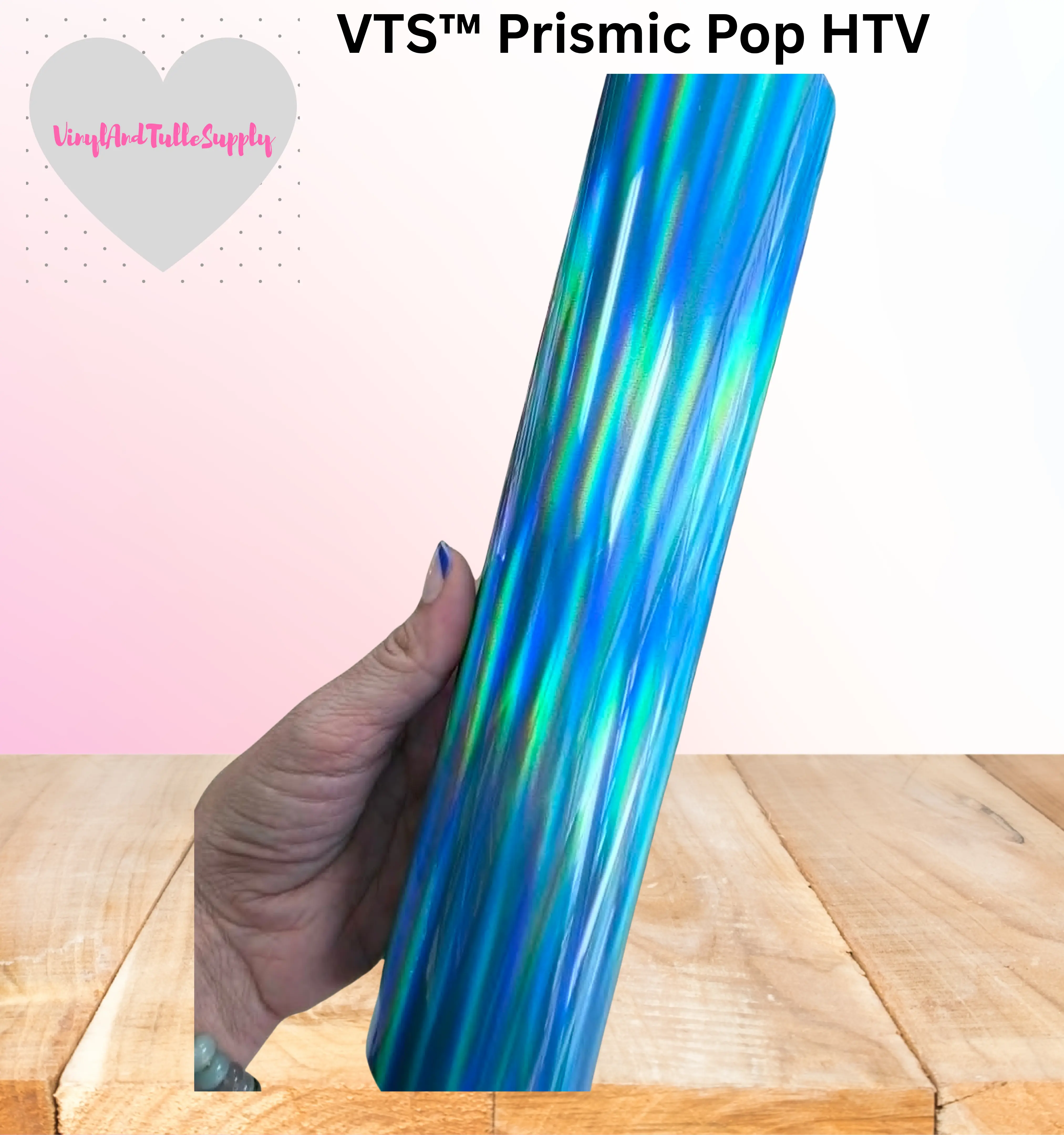 VTS™ Prismic Pop HTV, 3D Holographic Heat Transfer Vinyl - Sky Blue DIY Craft Supplies