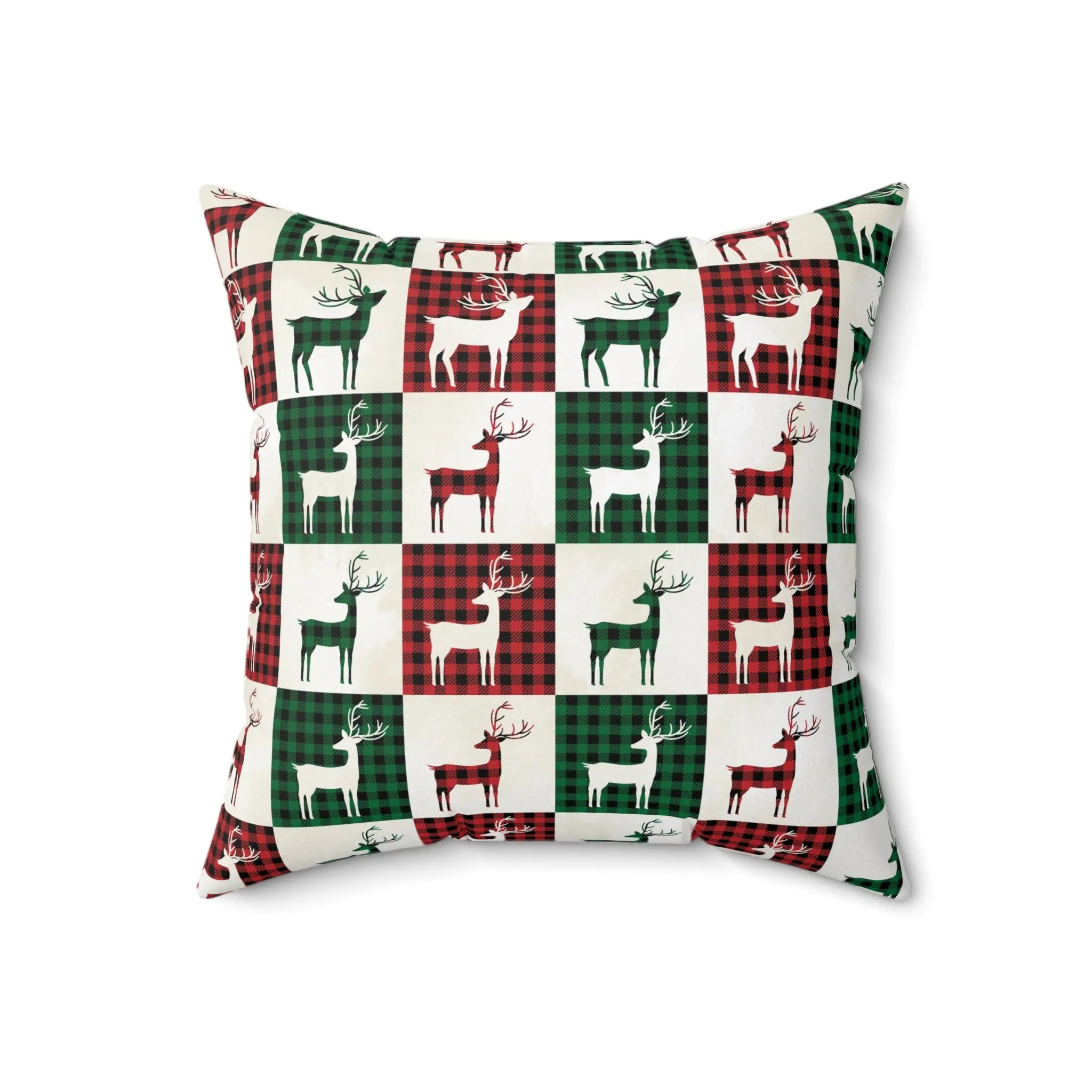 Reindeer Plaid Rhapsody Square Pillow