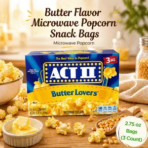 Microwave Popcorn Snack Pack, Butter Style Flavor, Ready in Minutes, Easy Prep Snack Bags, 3 Count