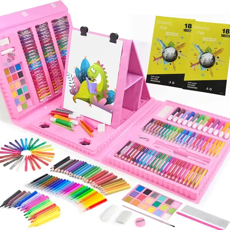 Drawing Art Kit for Kidst, 42/228pcs Colorful Art Supplies Set, Gifts Art Set Case with Double Sided Trifold Easel, Includes Sketch Pads, Oil Pastels, Crayons, Colored Pencils, Watercolor Paint
