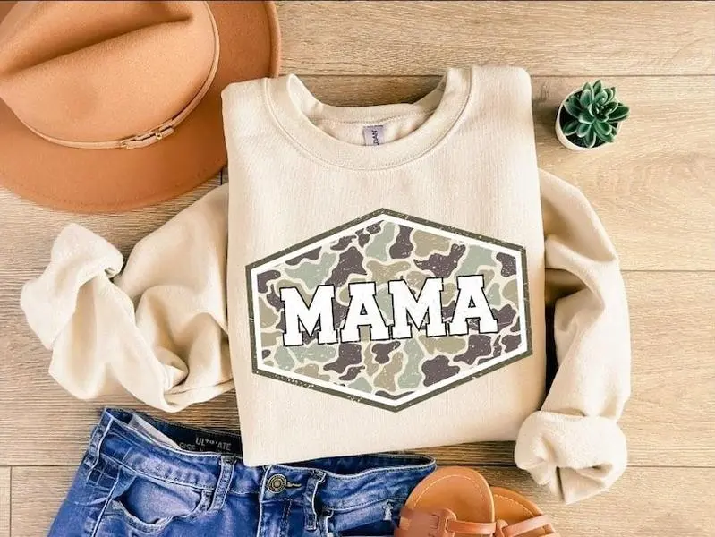 Women's Casual Fitted Camo Hoodie - Lady's Long Sleeve Top, Mallard Duck Design, Hunting Mama Gift for Mom Life - KitchenEra