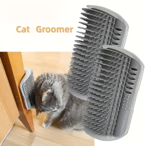 Wall-mounted cat self-grooming device with massage comb brush, fur removal tool - suitable for grooming and relaxing kittens and puppies