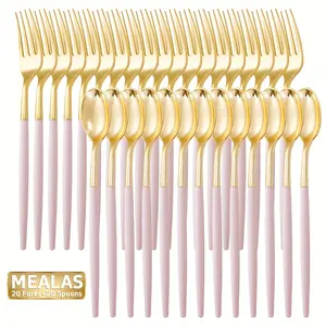 20-Piece Plastic Cutlery Set, Includes 10 Forks & Spoons, Perfect for Valentine's Day, Birthdays, Weddings, Graduations