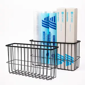 2-Pack Durable Rustproof Metal Rectangle Adhesive Racks for Storage, Wall-Mounting Cabinet Door Organizer, Space-Saver Lid & Pantry Holder for Kitchen, Bathroom (Black)