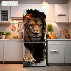 Self-Adhesive Refrigerator Stickers, Removable PVC Kitchen Decals, DIY Home Decor, Lion Theme, 30x180cm, Set of 2
