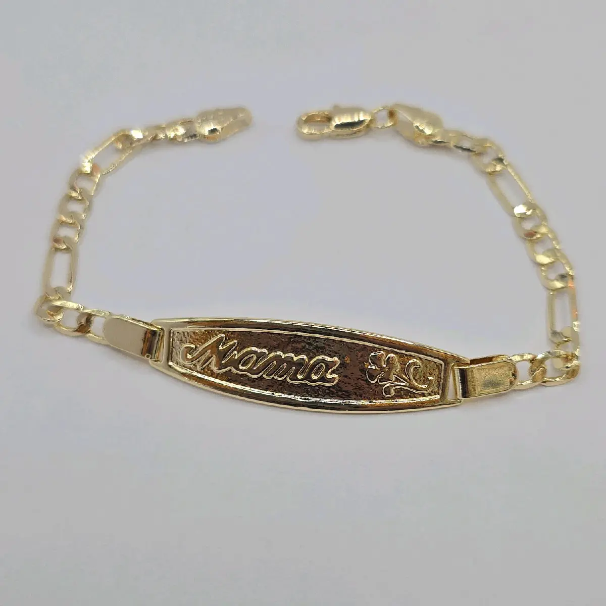 MAMA Beautiful bracelet gold-plated figaro link style gold over stainless steel