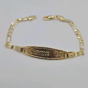 MAMA Beautiful bracelet gold-plated figaro link style gold over stainless steel