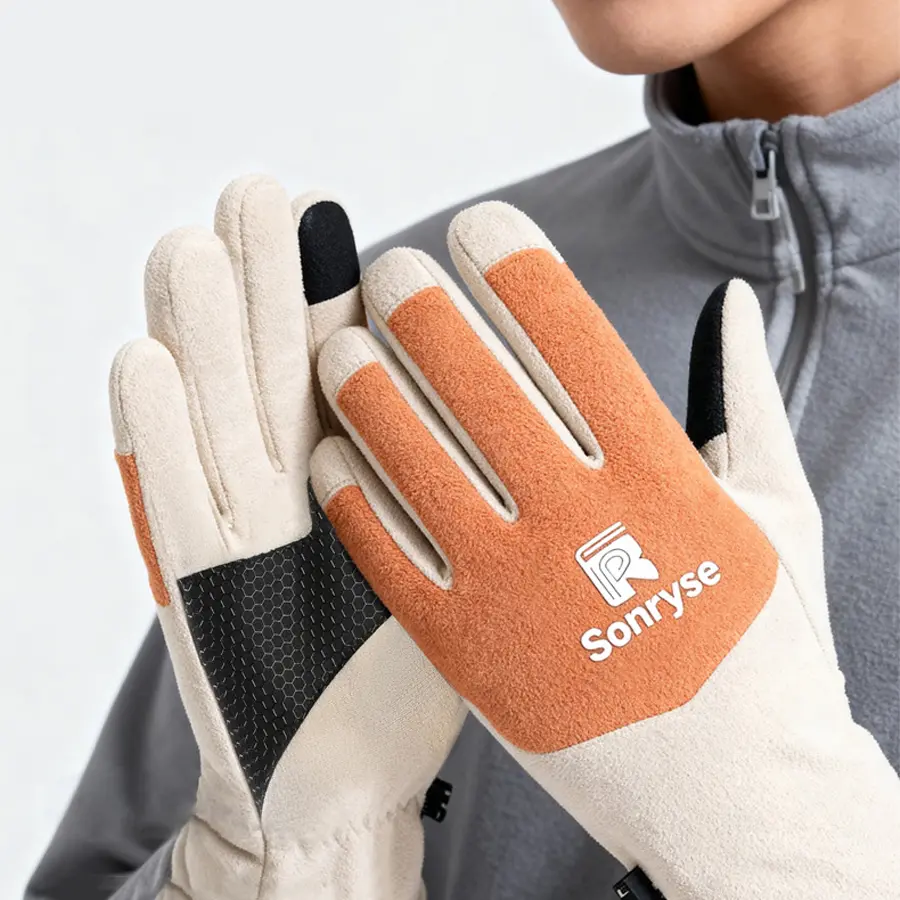Fleece Touch Screen Winter Gloves, Honeycomb Non‑Slip Palm for Driving, Running & Cycling