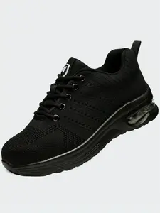 Women's Anti-smash and Anti-puncture Air Cushion Soft Sole Safety Steel Toe Sneakers, Security Guard Shoes, Casual Comfortable Breathable Sports Running Shoes, All Seasons Work Shoes, Trending Shoes